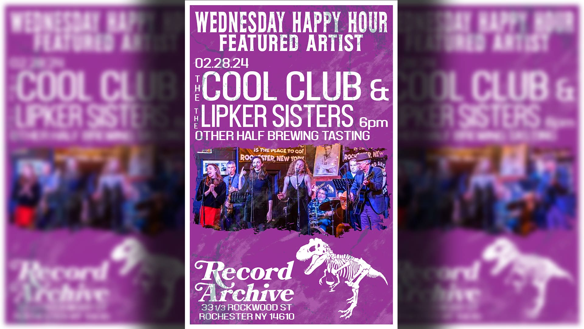 Wednesday Happy Hour. The Cool Club & The Lipker Sisters. 02.28.24 Record Archive. 33 1/3 Rockwood St Rochester NY 14610.