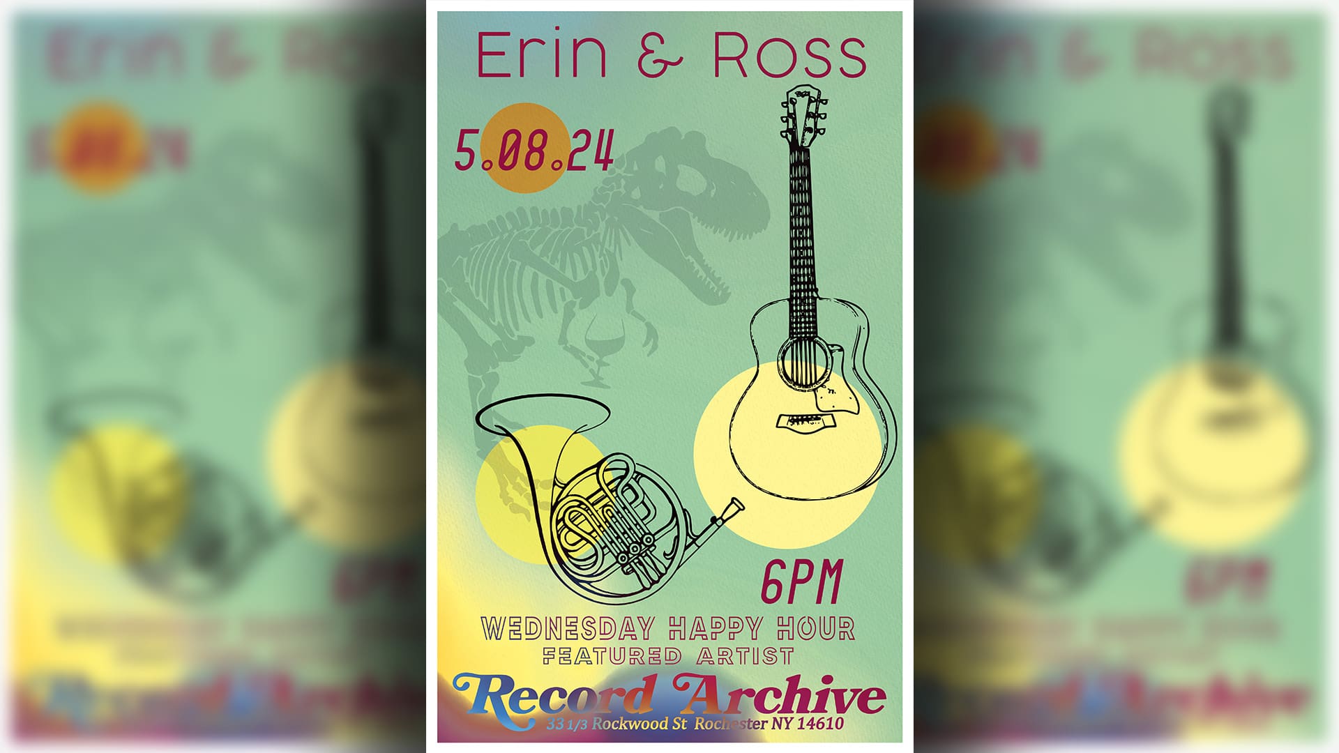 Erin & Ross 5.08.24 6PM Wednesday Happy Hour Featured Artist. Record Archive 33 1/3 Rockwood St Rochester NY 14610