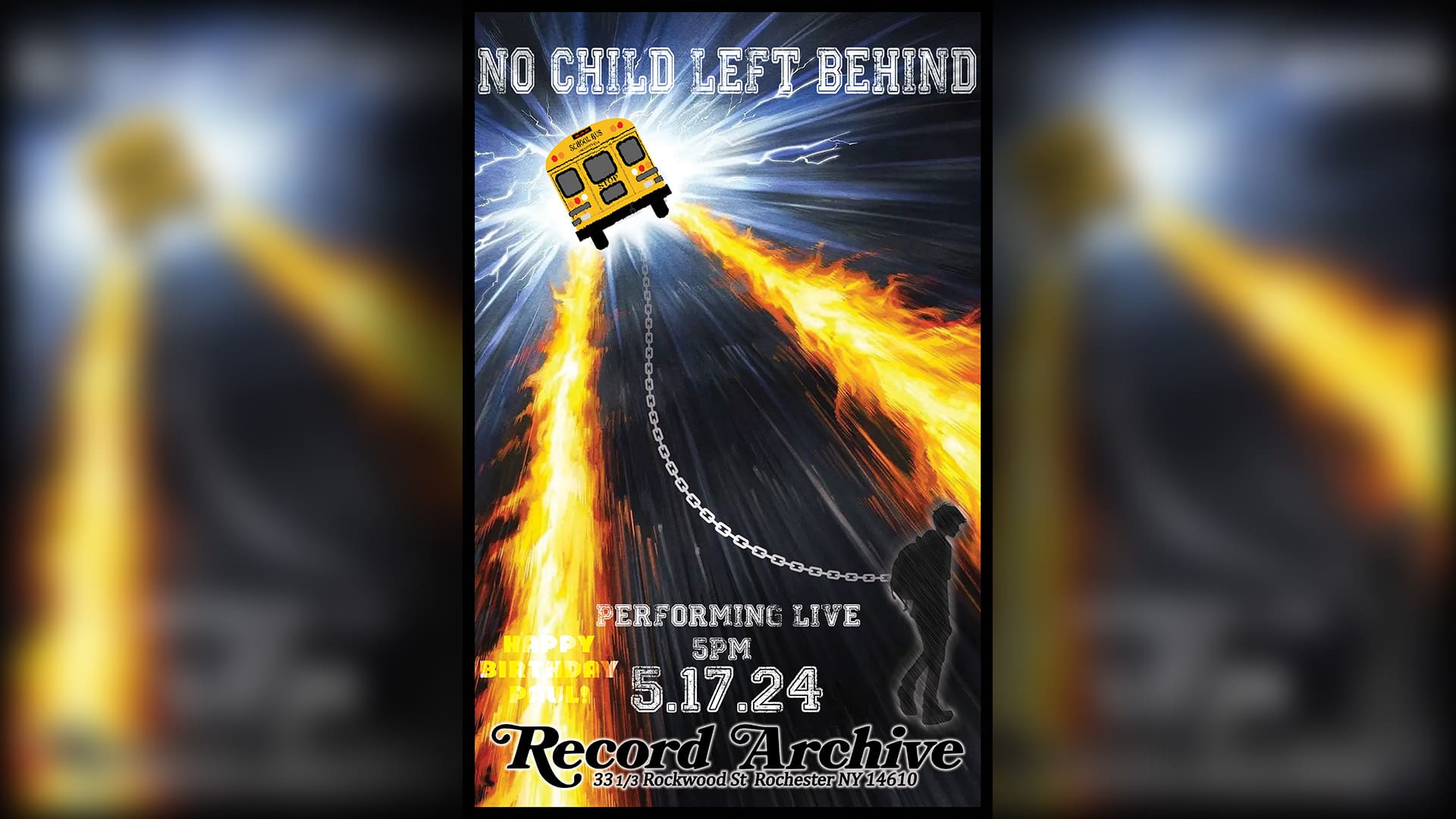 No Child Left Behind. Performing Live. 5.17.24. Happy Birthday Paul! Record Archive 33 1/3 Rockwood St Rochester NY 14610
